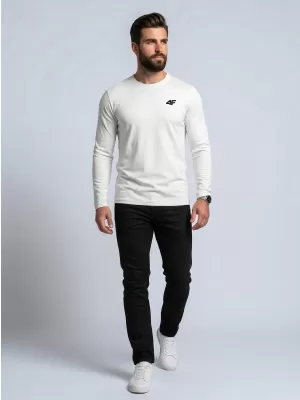 Tricou pentru bărbați cu mâneci lungi 4F WMM00TLONM611 ALB