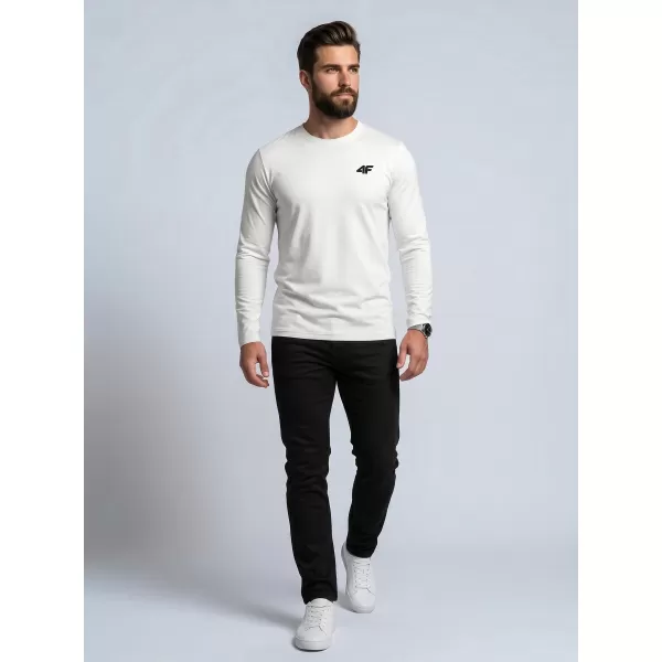 Tricou pentru bărbați cu mâneci lungi 4F WMM00TLONM611 ALB 