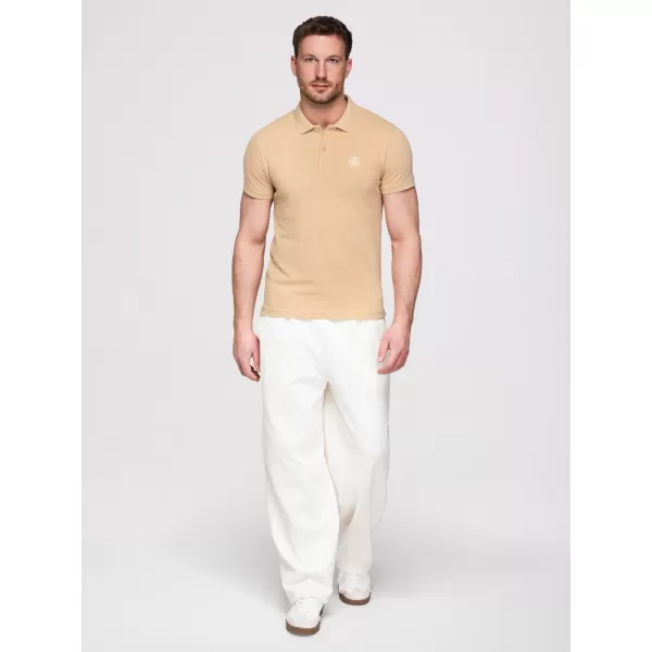  Tricou pentru bărbați cu guler OMBRE OM-POBS-0171 NEGRU/ALB/BEJ 