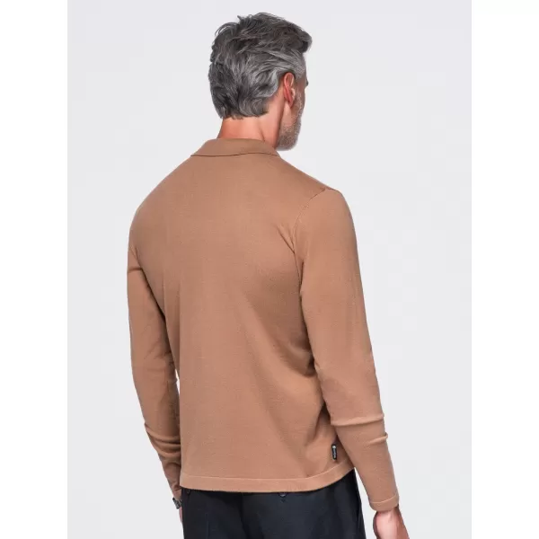  Tricou pentru bărbați cu guler OMBRE OM-POLS-0138 MARO DESCHIS 