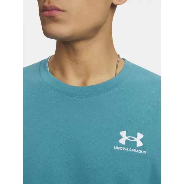  Tricou pentru bărbați UNDER ARMOUR M LOGO EMB HEAVYWEIGHT SS 1373997-466 ALBASTRU 