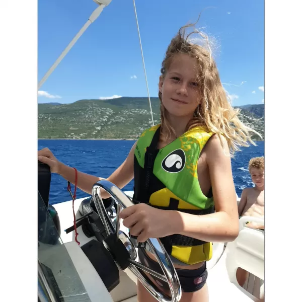  Vestă de înot SPINERA Youth Neopren 50N VERDE/GALBEN 
