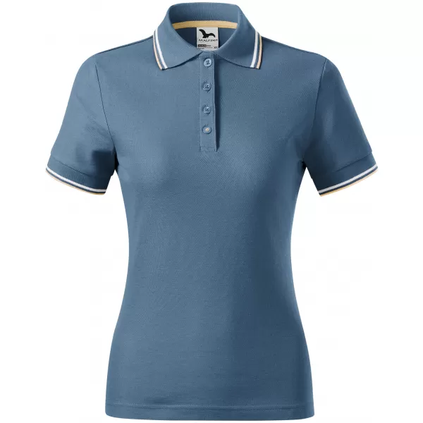  Tricou de damă cu guler MALFINI FOCUS 233 DENIM 