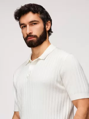 Tricou pentru bărbați cu guler OMBRE OM-POSS-0169 ALB SPART