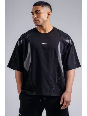 Tricou supradimensionat cu capac pompă NEBBIA PRIMAL 871 NEGRU