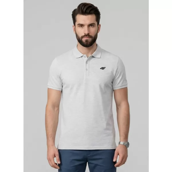  Tricou pentru bărbați cu guler 4F WMM00TPTSM0771 MELANGE GRI DESCHIS RECE 