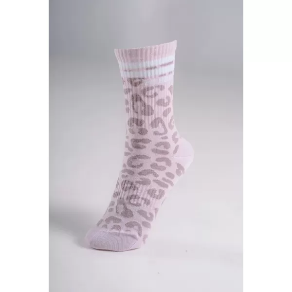  Șosete crew cu imprimeu leopard NEBBIA PRIMAL 106 LEOPARD ROZ 