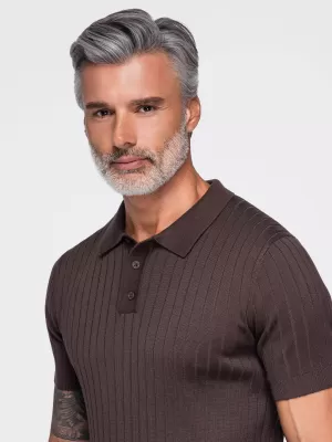 Tricou polo pentru bărbați OMBRE OM-POSS-0180 MARO DESCHIS