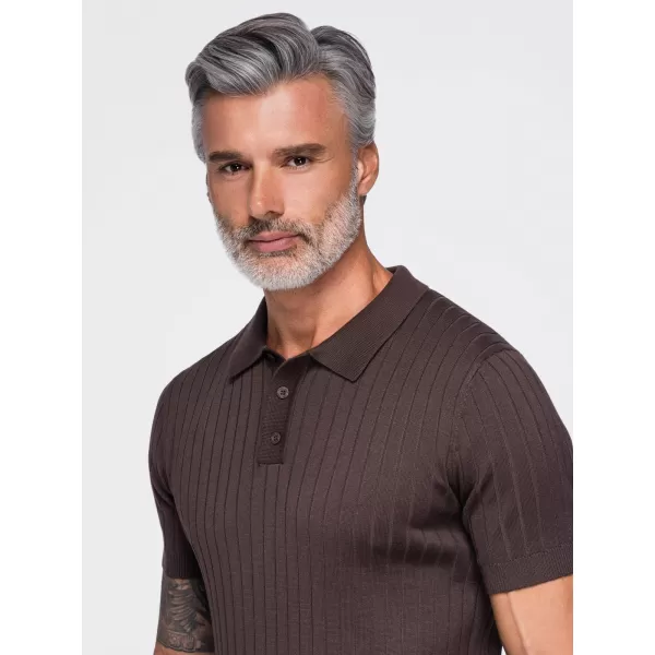  Tricou polo pentru bărbați OMBRE OM-POSS-0180 MARO DESCHIS 