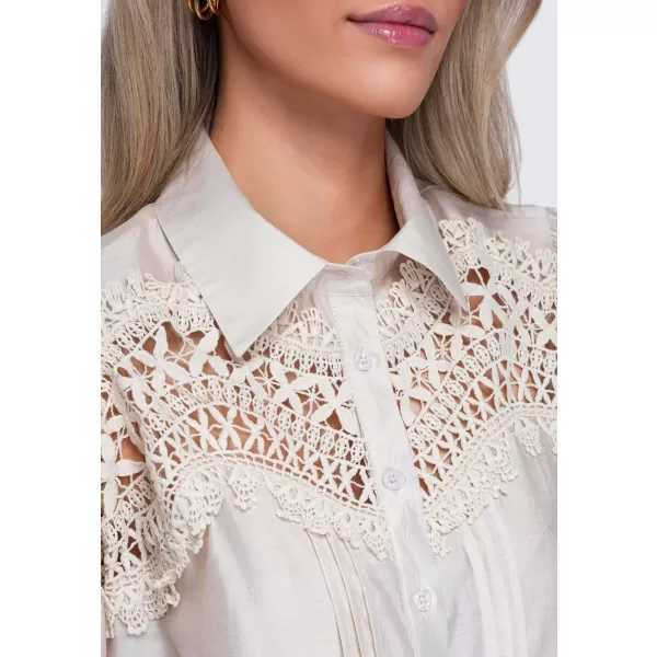  Cămașă de damă OMBRE OW-SH-E0075 BEJ 