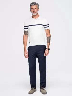 Tricou polo pentru bărbați OMBRE OM-POSS-0177 ALB
