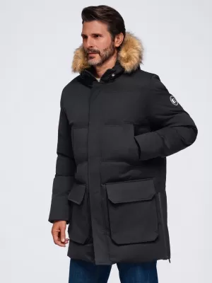 Parka pentru bărbați OMBRE OM-JALJ-0310 NEGRU