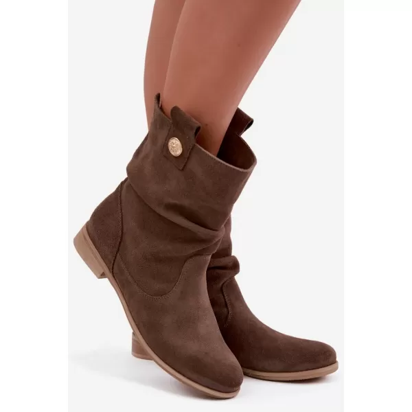  Botine de dama ZAZOO 4210 PIELE ÎNTOARSĂ MARO 