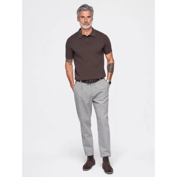 Tricou polo pentru bărbați OMBRE OM-POSS-0178 MARO ÎNCHIS 