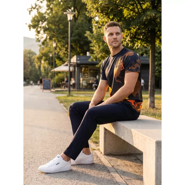 Cămașă de agrement pentru bărbați premium ALTISPORT VOJ/ALM130TR06 NEGRU-PORTOCALIU 