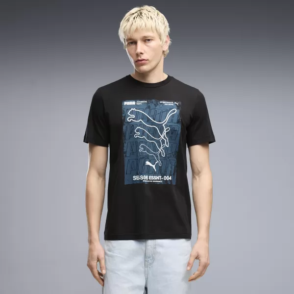  Tricou pentru bărbați PUMA GRAPHICS BOX TEE 69436601 PUMA NEGRU 