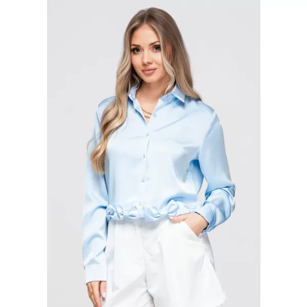  Cămașă de damă OMBRE OW-SH-E0059 ALBASTRU 
