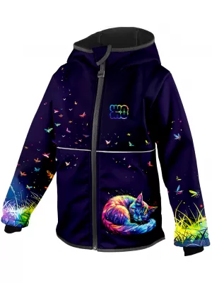Jachetă softshell pentru copii WAMU DUHOVÁ KOČKA VIOLET ÎNCHIS