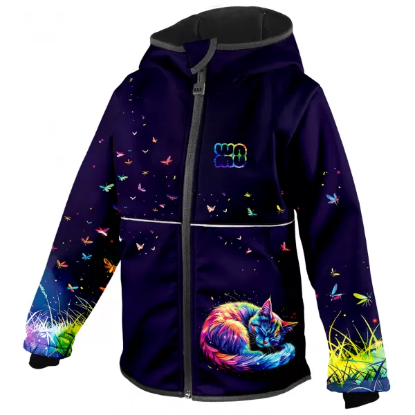  Jachetă softshell pentru copii WAMU DUHOVÁ KOČKA VIOLET ÎNCHIS 