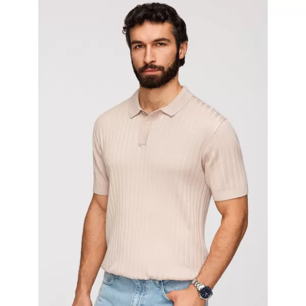  Tricou pentru bărbați cu guler OMBRE OM-POSS-0169 BEJ 