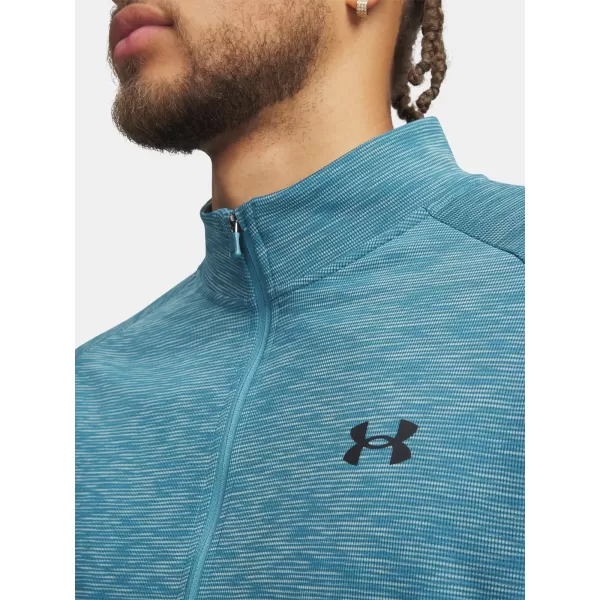  Tricou pentru bărbați UNDER ARMOUR TECH TEXTURED 1/2 ZIP 1382797-466 ALBASTRU 