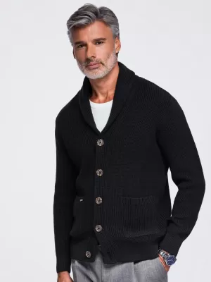 Cardigan pentru bărbați OMBRE OM-SWCD-0200 NEGRU