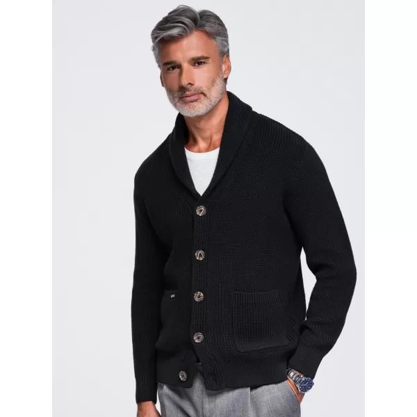  Cardigan pentru bărbați OMBRE OM-SWCD-0200 NEGRU 