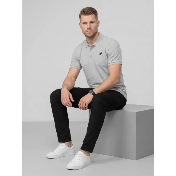  Tricou pentru bărbați cu guler 4F WMM00TPTSM0770 MELANGE GRI ÎNCHIS 