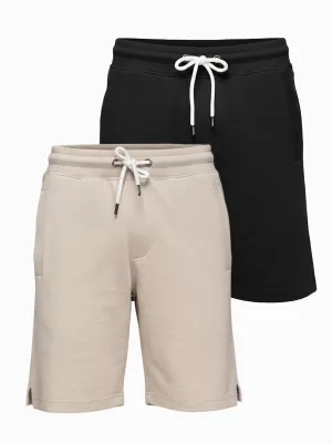 Set de pantaloni scurți pentru bărbați OMBRE Z124 NEGRU/BEJ
