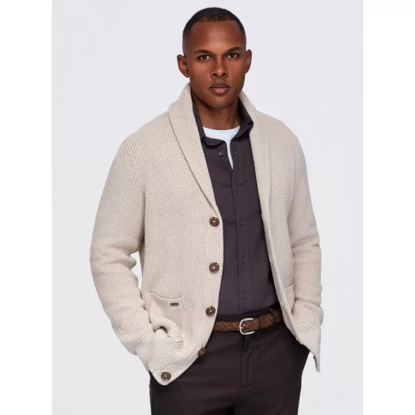  Cardigan pentru bărbați OMBRE OM-SWCD-0200 BEJ 