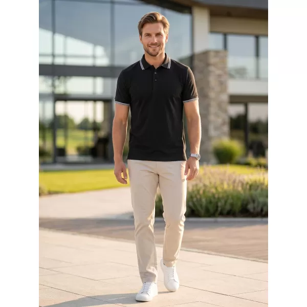  Tricou pentru bărbați cu guler MALFINI FOCUS 232 NEGRU 