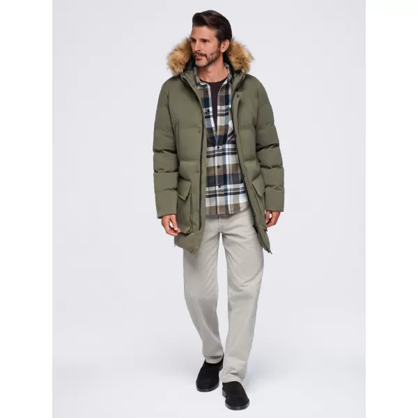  Parka pentru bărbați OMBRE OM-JALJ-0310 MĂSLINE ÎNCHISE 