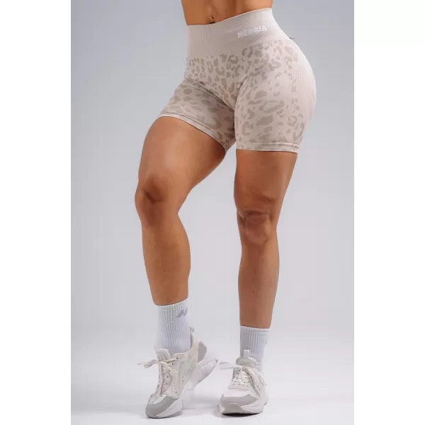  Pantaloni scurți de compresie push-up cu imprimeu leopard NEBBIA PRIMAL 856 LEOPARD CREM 