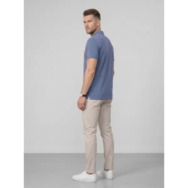  Tricou pentru bărbați cu guler 4F WMM00TPTSM0770 DENIM 