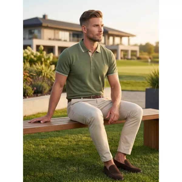  Tricou pentru bărbați cu guler MALFINI FOCUS 232 KAKI 