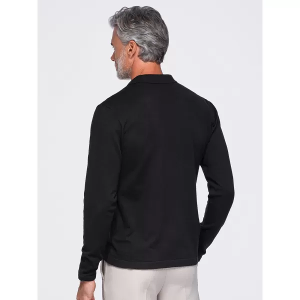  Tricou pentru bărbați cu guler OMBRE OM-POLS-0138 NEGRU 