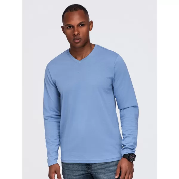  Tricou pentru bărbați OMBRE OM-LSBL-0143 DENIM LEJER 