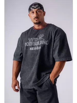 Tricouri pentru bărbați NEBBIA OLYMPIA HEAVYWEIGHT COTTON 941 NEGRU