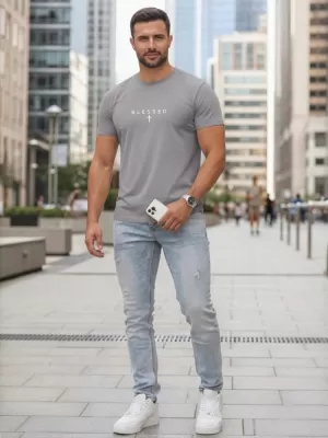 Tricou pentru bărbați DSTREET NX5124R-SL GRI DESCHIS