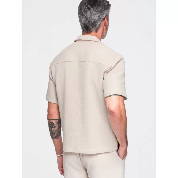  Cămașă pentru bărbați OMBRE OM-SHSS-0220 APROAPE ALB 