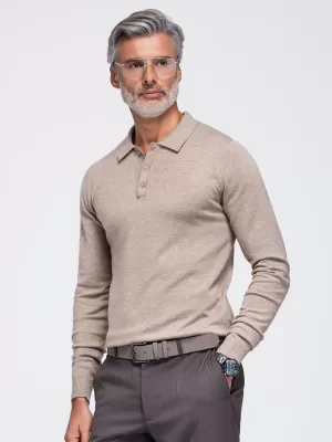 Tricou pentru bărbați cu guler OMBRE OM-POLS-0151 BEJ