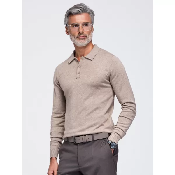  Tricou pentru bărbați cu guler OMBRE OM-POLS-0151 BEJ 