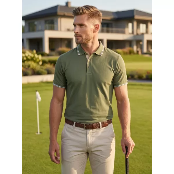  Tricou pentru bărbați cu guler MALFINI FOCUS 232 KAKI 