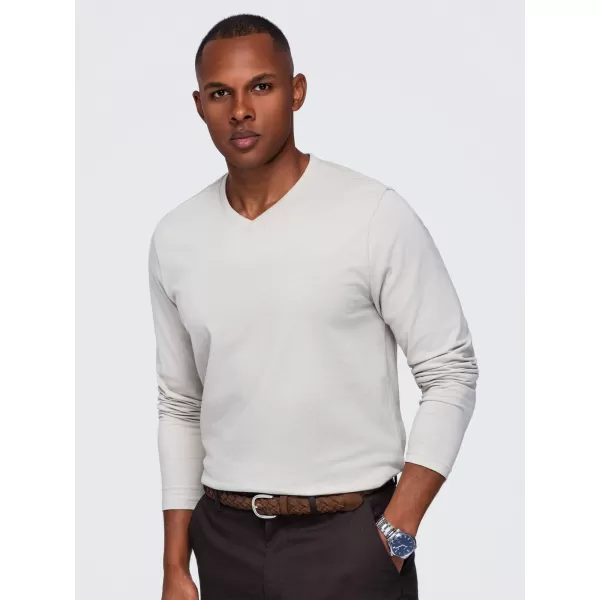  Tricou pentru bărbați OMBRE OM-LSBL-0143 BEJ DESCHIS 