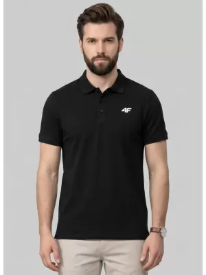 Tricou pentru bărbați cu guler 4F WMM00TPTSM0771 NEGRU ADÂNC
