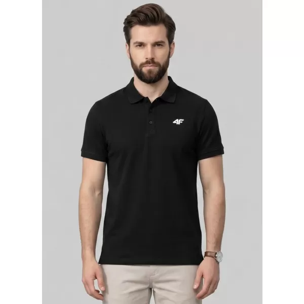  Tricou pentru bărbați cu guler 4F WMM00TPTSM0771 NEGRU ADÂNC 