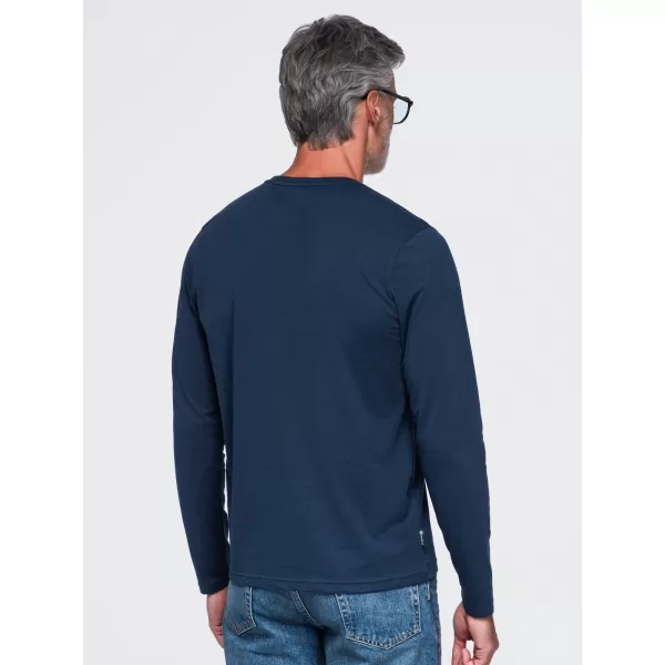  Tricou pentru bărbați OMBRE OM-LSBL-0143 ALBASTRU MARIN 