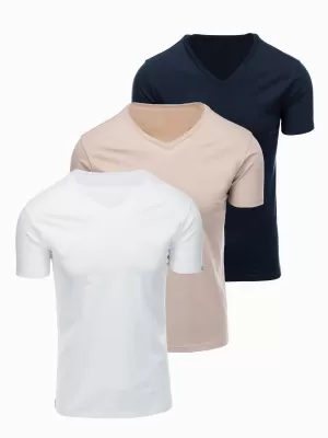 Tricou pentru bărbați OMBRE OM-TSBS-0281 ALB/NISIP/MARIN