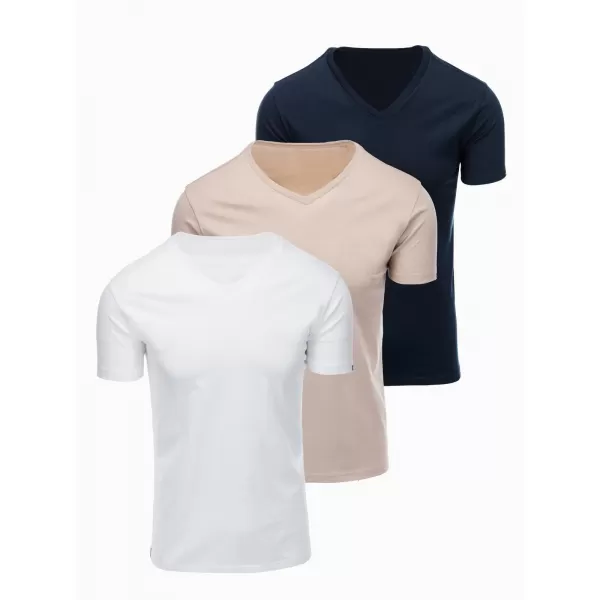  Tricou pentru bărbați OMBRE OM-TSBS-0281 ALB/NISIP/MARIN 