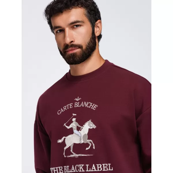  Hanorac pentru bărbați OMBRE OM-SSNZ-0267 BURGUNDIA 